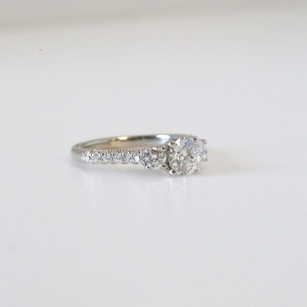 American Jewelry 14k White Gold 1.12ctw (.70ct F/G-SI3) 3-Stone Accented Diamond Engagement Ring (Size 5)