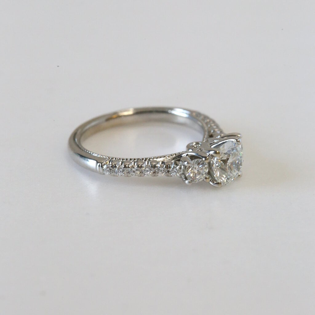 American Jewelry 14k White Gold 1.12ctw (.70ct F/G-SI3) 3-Stone Accented Diamond Engagement Ring (Size 5)