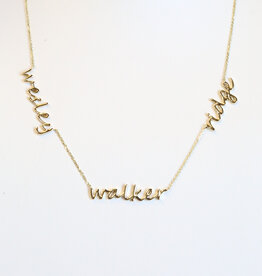 American Jewelry Custom Gold Triple Name Necklace