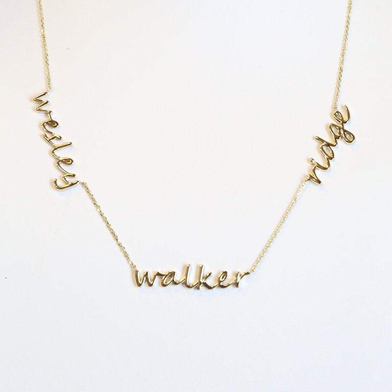 American Jewelry Custom Gold Triple Name Necklace