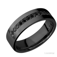 Lashbrook Lashbrook Zirconium 7mm .50ctw Black Diamond Inlay with Bead Finish (Size 7)