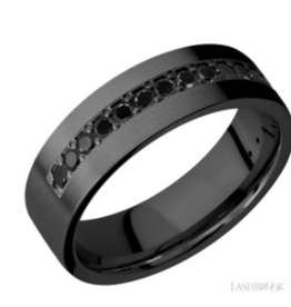 Lashbrook Lashbrook Zirconium 7mm .50ctw Black Diamond Inlay with Bead Finish (Size 7)