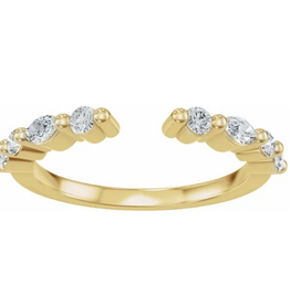 American Jewelry 14k Yellow Gold 1/3ctw Round and Marquise Alternating Diamond Open Shank Wedding Band