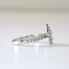 ESTATE 14k White Gold 1.75ctw (1ct H/SI1 Center) Pear Halo Diamond Engagement Ring with .30ctw Diamond Wedding Band