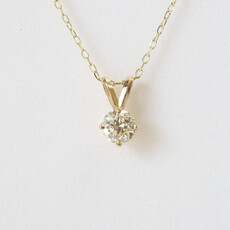 American Jewelry 14k Yellow Gold 1/2ct Round Diamond Solitaire Compass Prong Pendant (18")