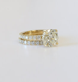 American Jewelry 14k Yellow Gold 5.97ctw (4.05 L/VS2 GIA Ctr) Round Diamond Solitaire Engagement Ring Set