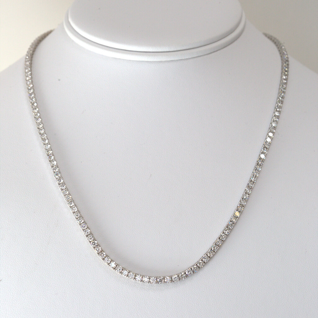 American Jewelry 14k White Gold 11.80ctw Lab Grown E-F/VS Diamond Tennis Necklace 18"