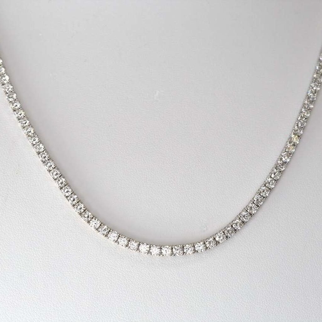 American Jewelry 14k White Gold 11.80ctw Lab Grown E-F/VS Diamond Tennis Necklace 18"