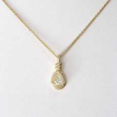 American Jewelry 14k Yellow Gold 0.32ct Pear Diamond Twisted Pendant Necklace (14"-18")