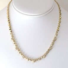 American Jewelry 14k Yellow Gold 3.57ctw Mixed Diamond Bezel Tennis Necklace (16")