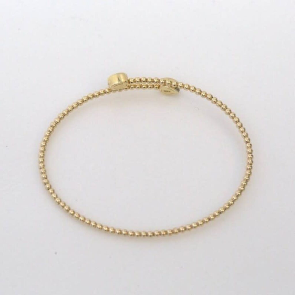 American Jewelry 14k Yellow Gold 0.33ctw Pear Bezel Diamond Beaded Flexible Bypass Bangle Bracelet