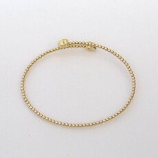 American Jewelry 14k Yellow Gold 0.33ctw Pear Bezel Diamond Beaded Flexible Bypass Bangle Bracelet