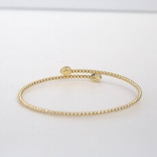 American Jewelry 14k Yellow Gold 0.33ctw Pear Bezel Diamond Beaded Flexible Bypass Bangle Bracelet