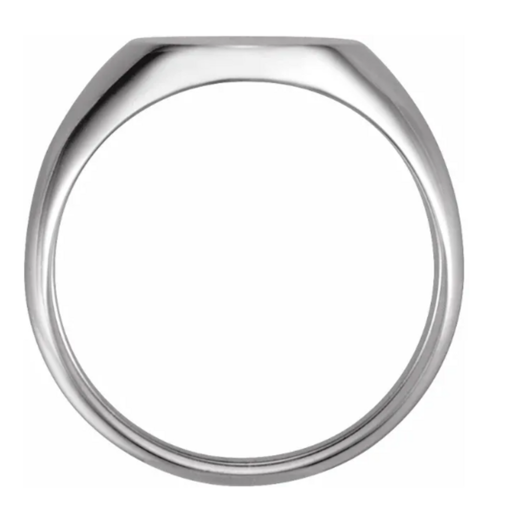 14k White Gold 12x10mm Engravable Ladies Oval Signet Ring (Size 6)