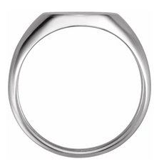 14k White Gold 12x10mm Engravable Ladies Oval Signet Ring (Size 6)