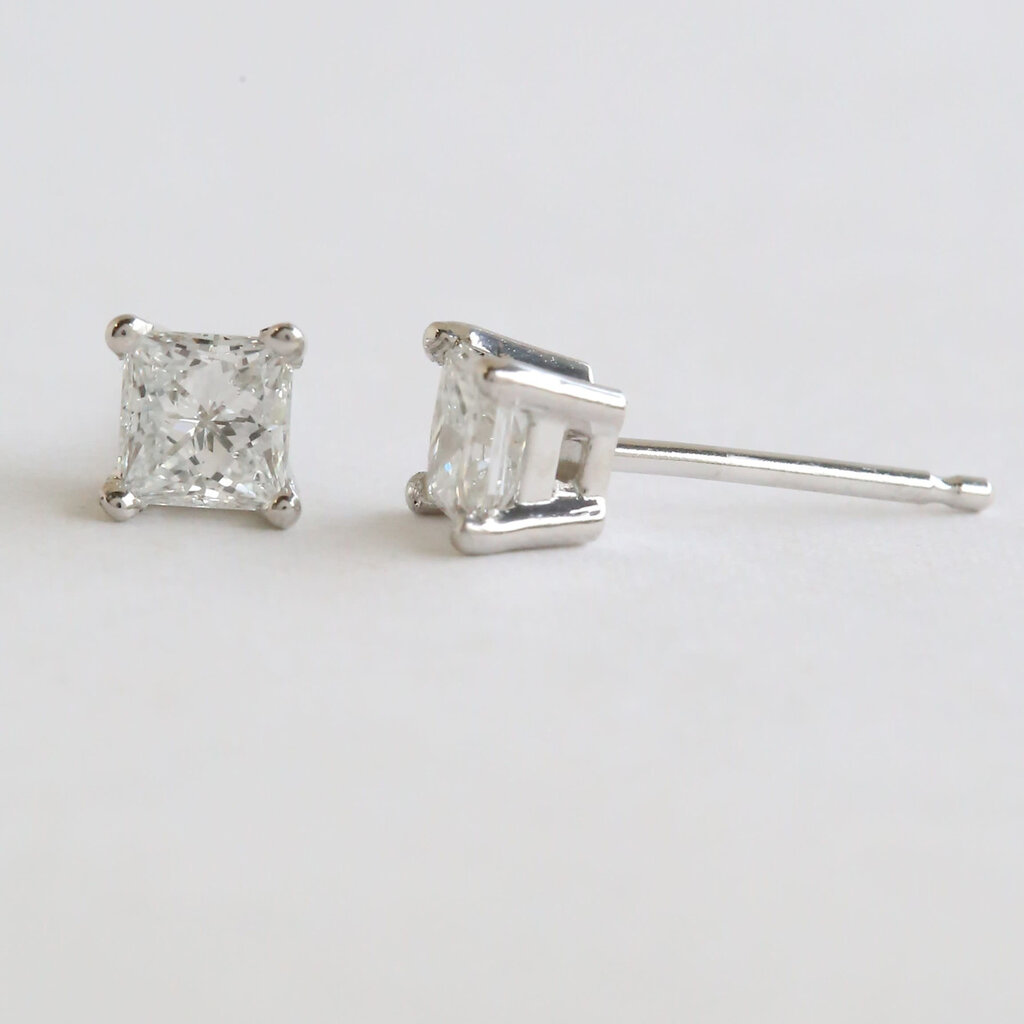 American Jewelry 14k White Gold 2.08ctw H-I/VS2 Princess Cut Solitaire Stud Earrings