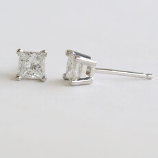 American Jewelry 14k White Gold 2.08ctw H-I/VS2 Princess Cut Solitaire Stud Earrings
