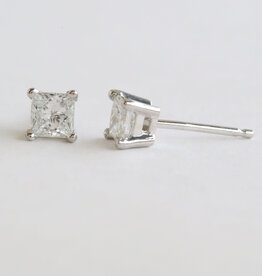 American Jewelry 14k White Gold 2.08ctw H-I/VS2 Princess Cut Solitaire Stud Earrings