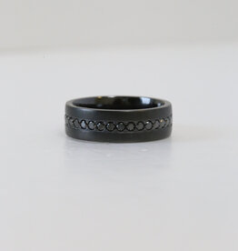 Lashbrook Lashbrook Zirconium 7mm .50ctw Black Diamond Inlay with Bead Finish (Size 7)