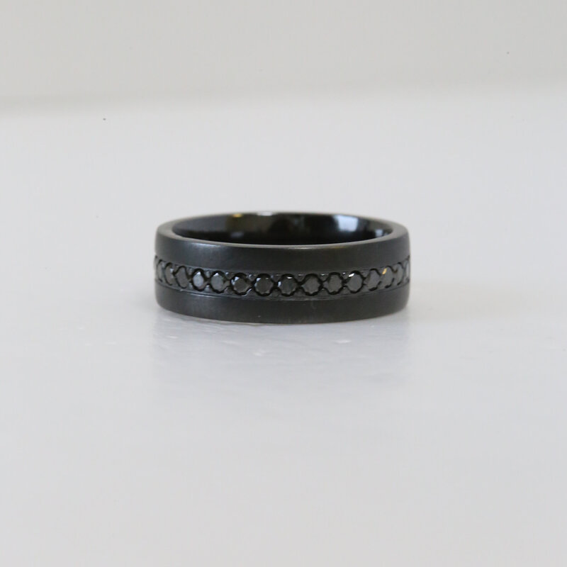 Lashbrook Lashbrook Zirconium 7mm .50ctw Black Diamond Inlay with Bead Finish (Size 7)