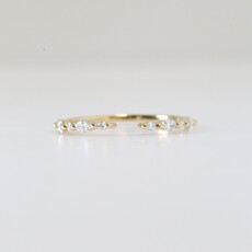 American Jewelry 14k Yellow Gold 1/3ctw Round and Marquise Alternating Diamond Open Shank Wedding Band