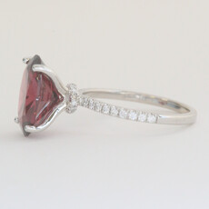American Jewelry 14k White Gold.21ctw Diamond and Ruby Hidden Halo Solitaire Ring