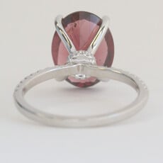 American Jewelry 14k White Gold.21ctw Diamond and Ruby Hidden Halo Solitaire Ring