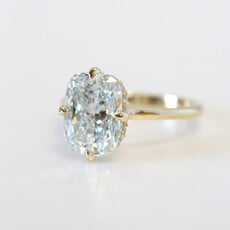 American Jewelry 14k Yellow Gold 4.46ctw (4.16ct D/VVS2 IGI Lab Grown Elongated Cushion) Compass Set Hidden Halo Engagement Ring (Size 7)