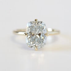 American Jewelry 14k Yellow Gold 4.46ctw (4.16ct D/VVS2 IGI Lab Grown Elongated Cushion) Compass Set Hidden Halo Engagement Ring (Size 7)