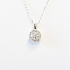 14k White Gold 5/8ctw Lab Grown Round Diamond Halo Necklace (18")