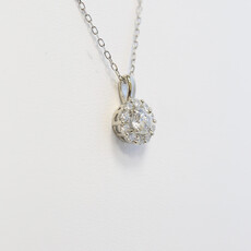 14k White Gold 5/8ctw Lab Grown Round Diamond Halo Necklace (18")