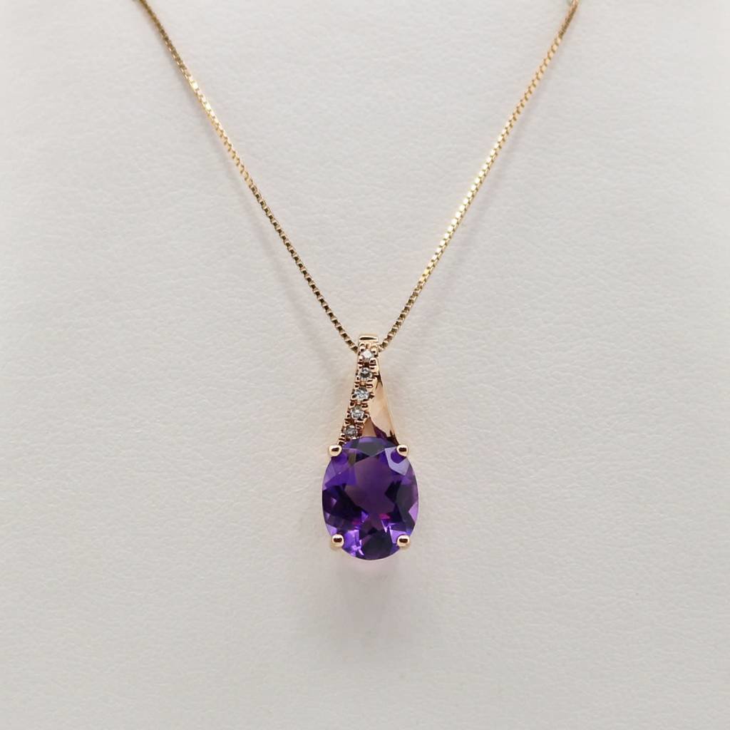 14k Rose Gold Amethyst \u0026 .03ctw Diamond 