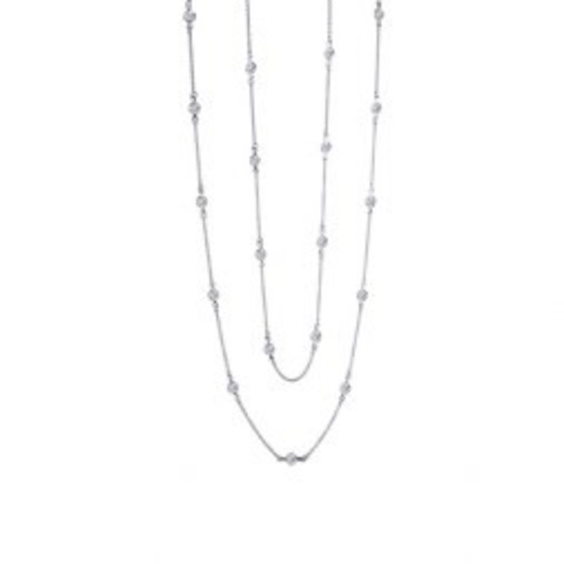 Lafonn 6 ctw Sterling Silver 24 Stone Station Necklace