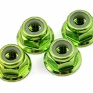 Traxxas TRA1747G  4mm Green Alum Flanged Locking Serrated Nuts (4)