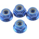Traxxas TRA1747R  4mm Blue Aluminum Flanged Locking Serrated Nuts (4)