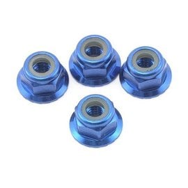 Traxxas TRA1747R  4mm Blue Aluminum Flanged Locking Serrated Nuts (4) TRX4 Bandit Rustler Slash Stampede