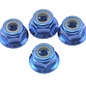 Traxxas TRA1747R  4mm Blue Alum Flanged Locking Serrated Nuts (4)
