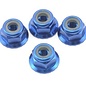 Traxxas TRA1747R  4mm Blue Aluminum Flanged Locking Serrated Nuts (4) TRX4 Bandit Rustler Slash Stampede