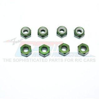GPM Racing Products LN4-G  Green Aluminium 4mm Locknuts (8)