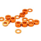 Integy C26777ORANGE Billet Machined 16pcs Aluminum M3x6 Washer Spacer (0.5, 1.0, 2.0, 3.0mm)