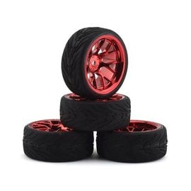Firebrand RC FBR99586 Hypernova RT39 Pre-Mounted On-Road Tires (4) (Red Chrome)