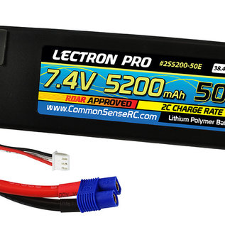 Lectron Pro 2S5200-50E  2S 7.4v 5200mAh 50C Lipo Battery w/ EC3 Plug