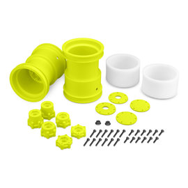 J Concepts JCO3377Y  Yellow Tribute 2.6 x 3.6" Monster Truck Wheel  w/ Adaptors (2)