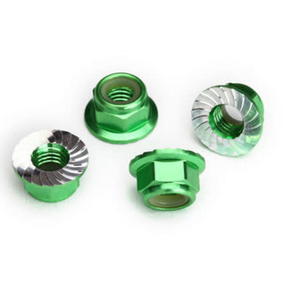 Traxxas TRA8447G Green-Anodized Aluminum 5mm FLanged Nylon Nuts (4)