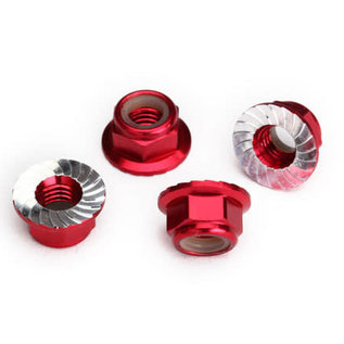 Traxxas TRA8447R  Red-Anodized Aluminum 5mm Flanged Nylon Nuts (4)