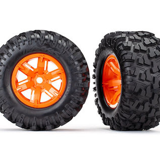 Traxxas TRA7772T  X-Maxx AT Tires on Orange Wheels (2)