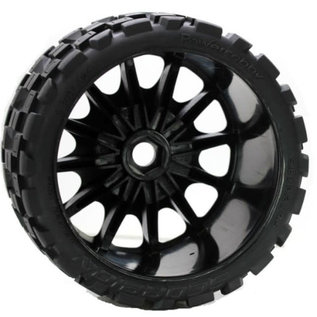 Power Hobby PHBPHT1131R  Scorpion Belted Soft Tires on Black Wheels 17mm Hex (2) 1131R