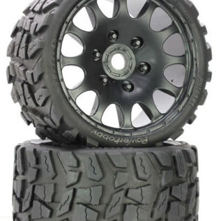 Power Hobby PHBPHT1141R  Raptor Belted Premounted Monster Truck Tires(Soft Compound/17mm Hex)