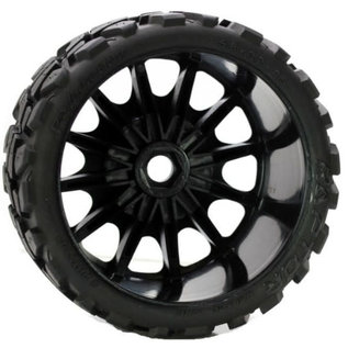 Power Hobby PHBPHT1141R  Raptor Belted Premounted Monster Truck Tires(Soft Compound/17mm Hex)