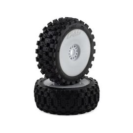 Proline Racing PRO9067-31  Badlands MX Pre-Mounted 1/8 Buggy Tires (White) (2)